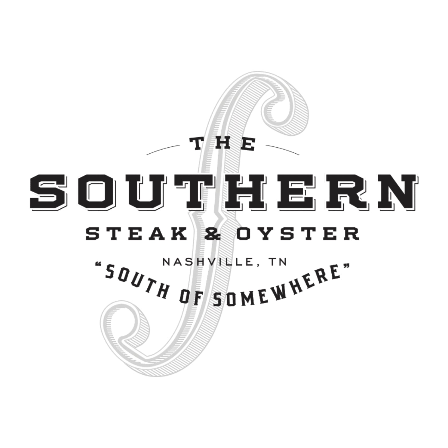 Logo of The Southern Steak & Oyster restaurant with decorative elements on a white background